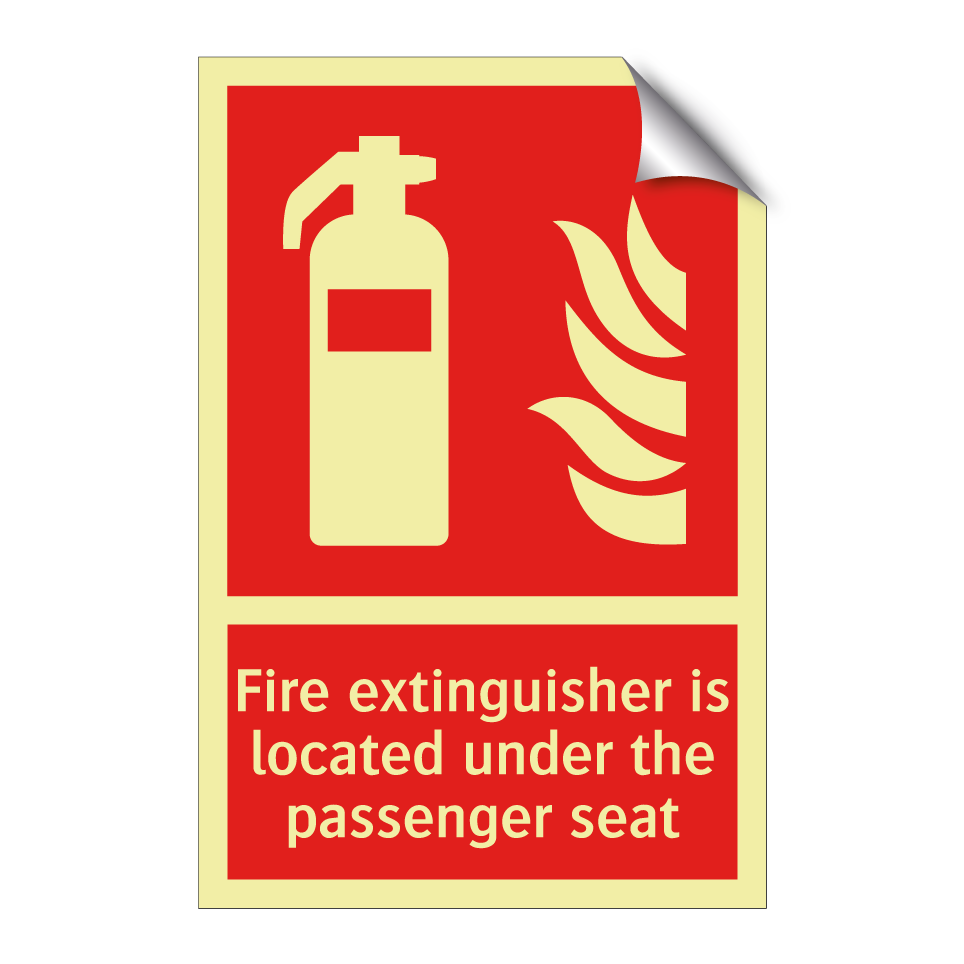 Fire extinguisher is located under the passenger seat