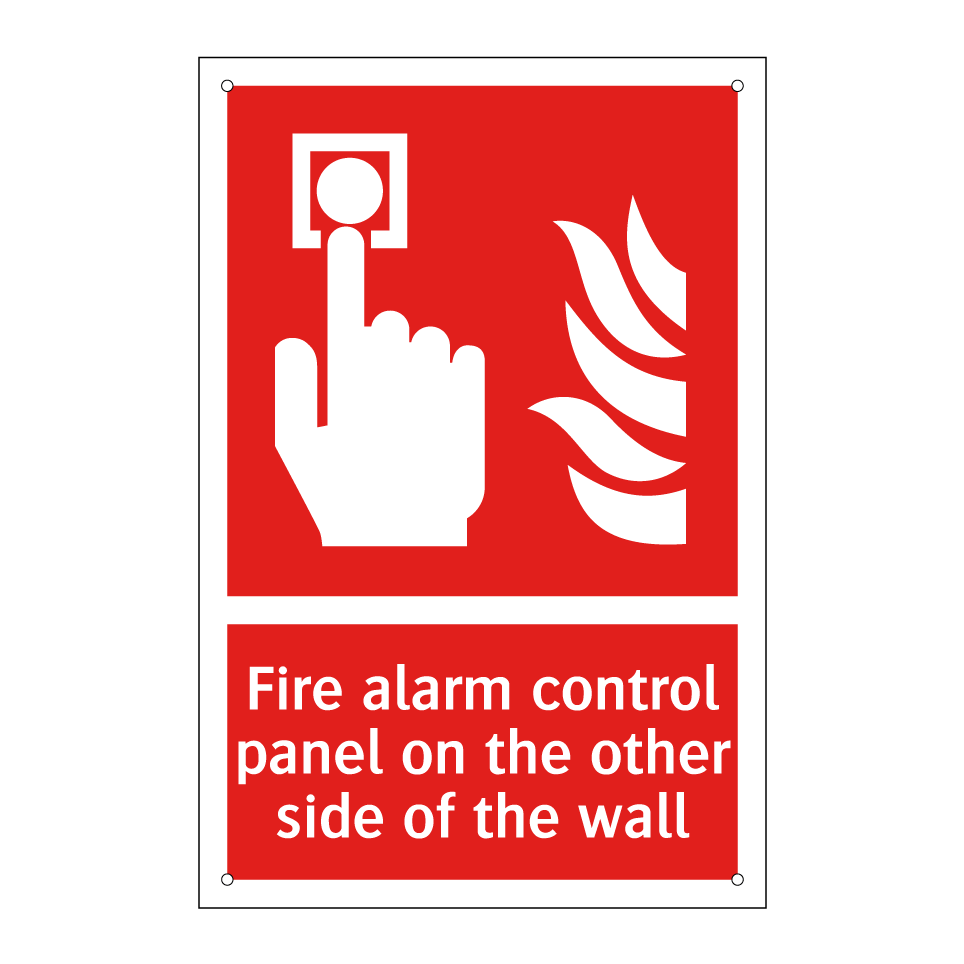 Fire alarm control panel on the other side of the wall