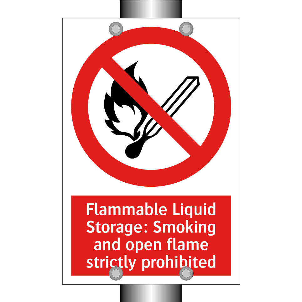 Flammable Liquid Storage: Smoking and open flame strictly prohibited