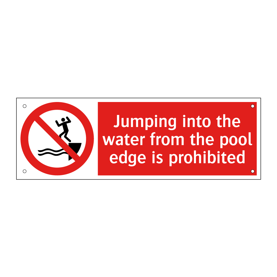 Jumping into the water from the pool edge is prohibited
