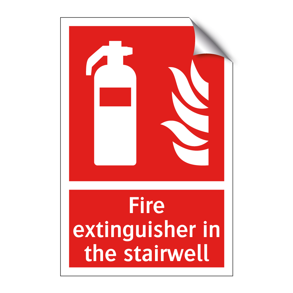 Fire extinguisher in the stairwell