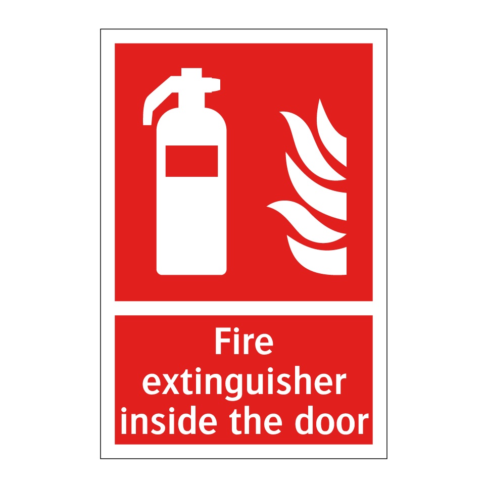 Fire extinguisher inside the door