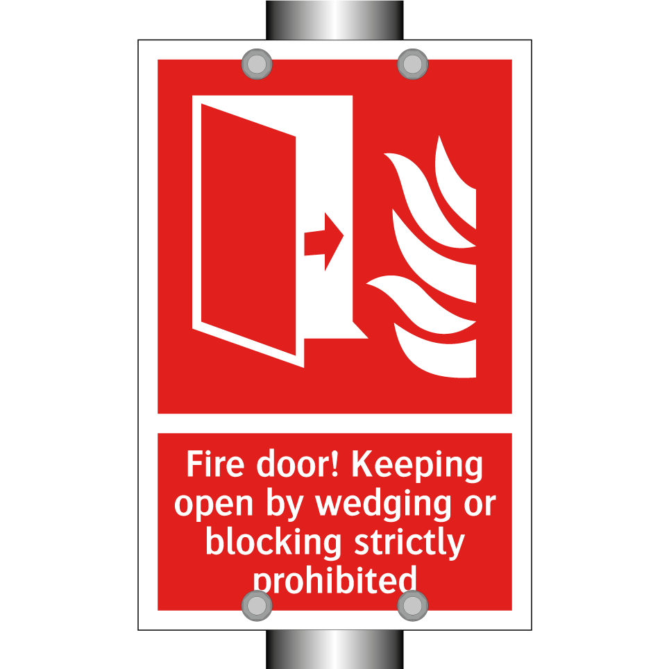 Fire door! Keeping open by wedging or blocking strictly prohibited