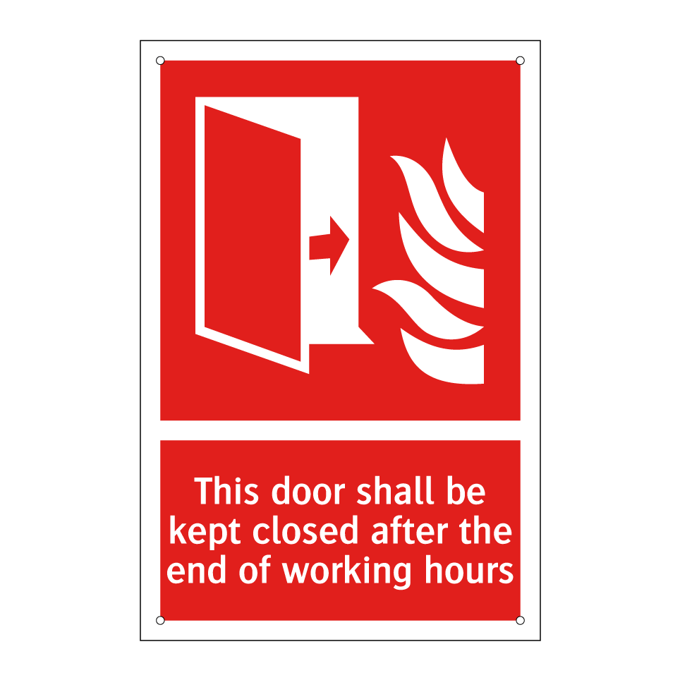 This door shall be kept closed after the end of working hours