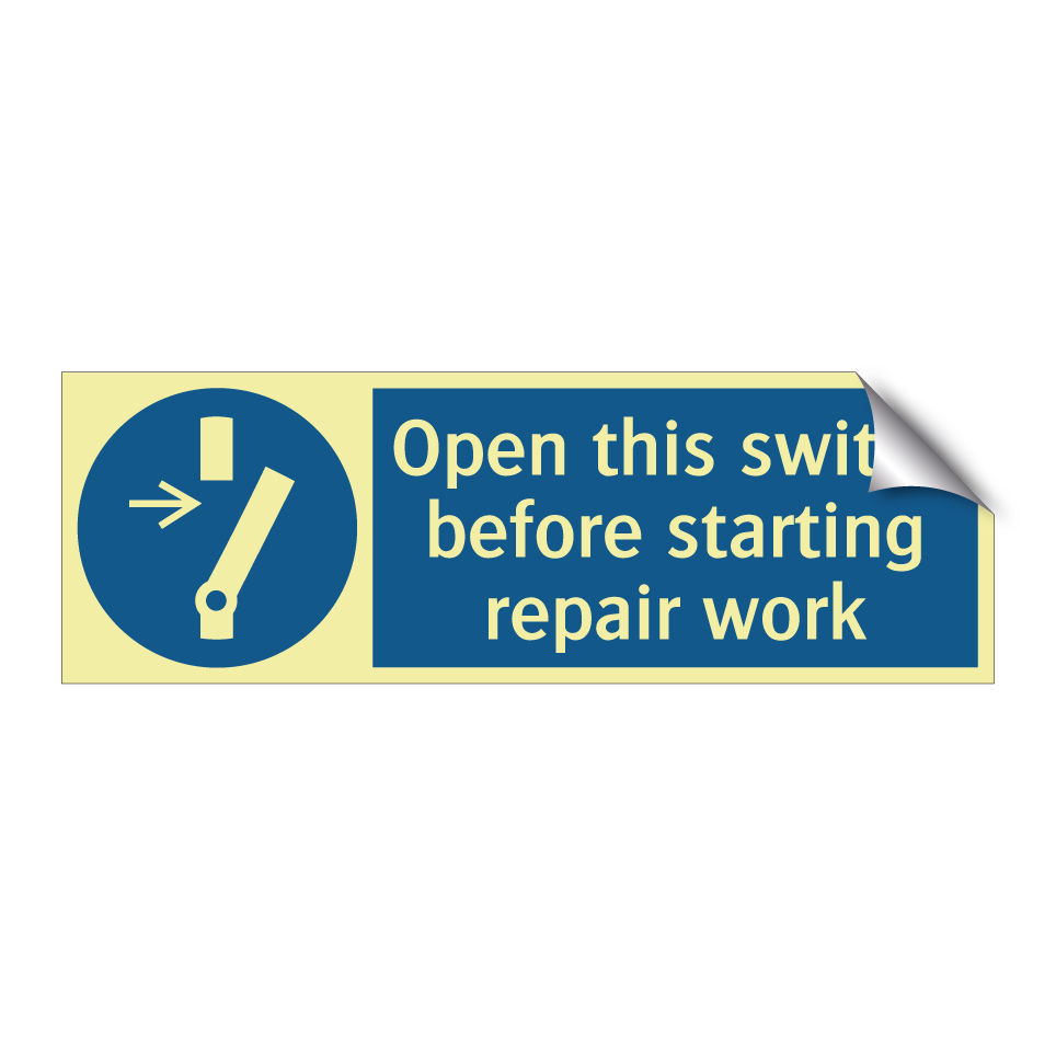 Open this switch before starting repair work