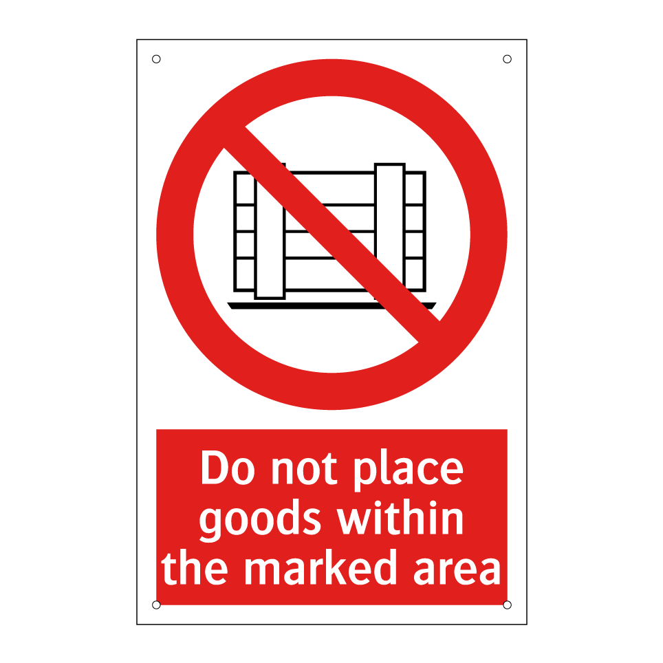 Do not place goods within the marked area