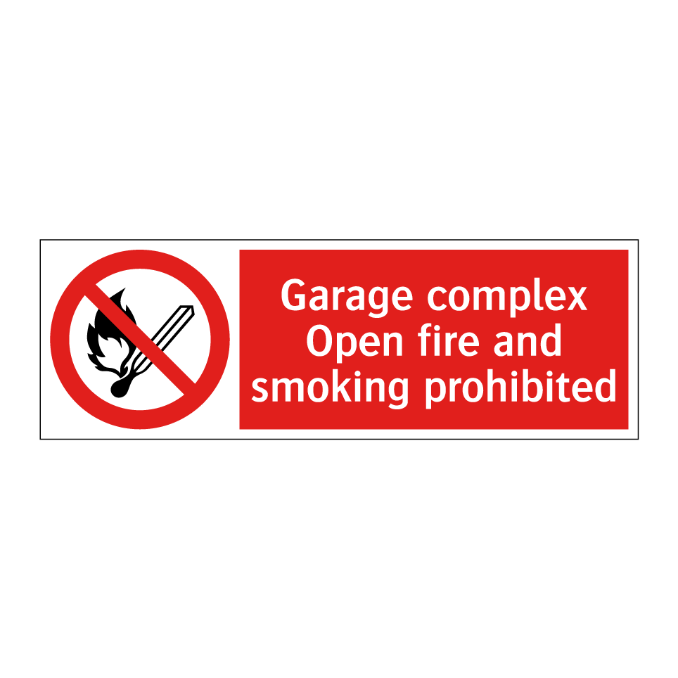 Garage complex Open fire and smoking prohibited