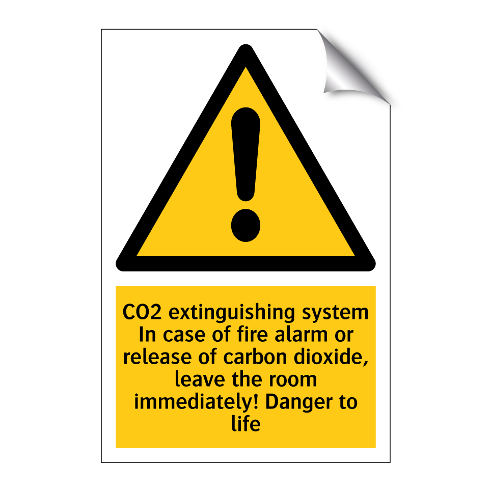 CO2 extinguishing system In case of fire alarm or release of carbon dioxide, leave the room immediately! Danger to life
