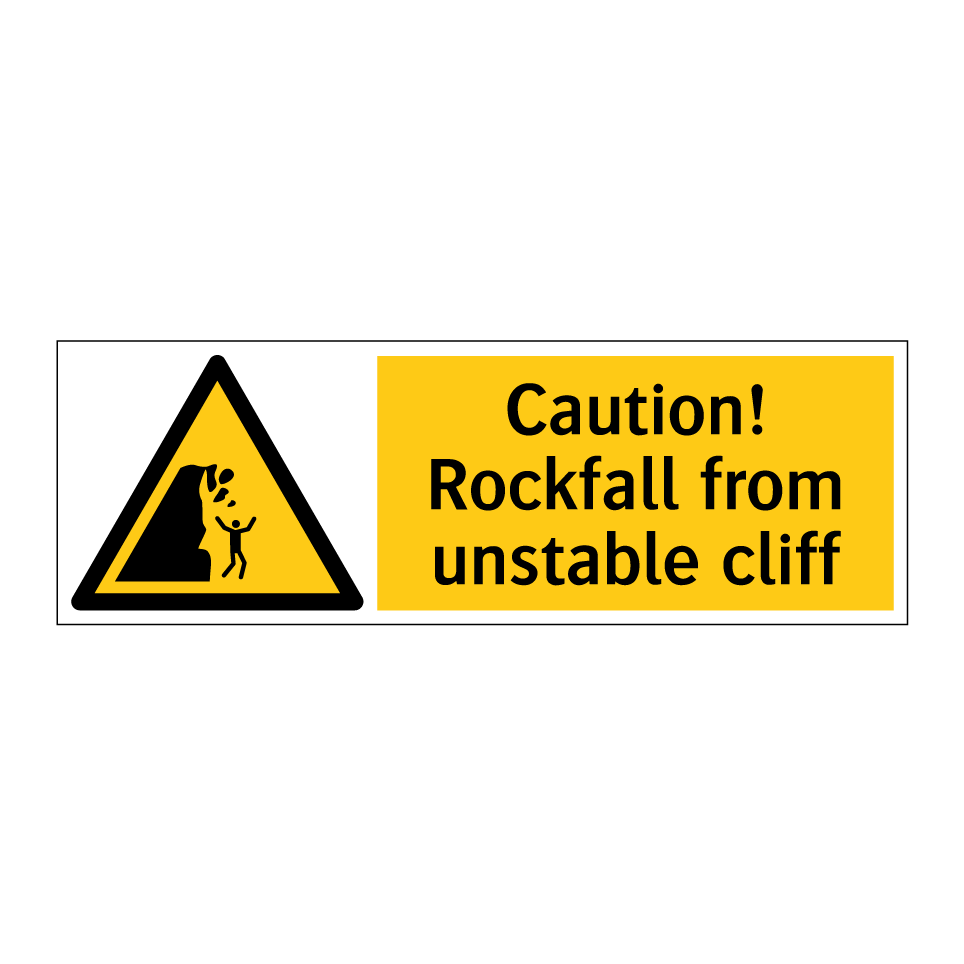 Caution! Rockfall from unstable cliff