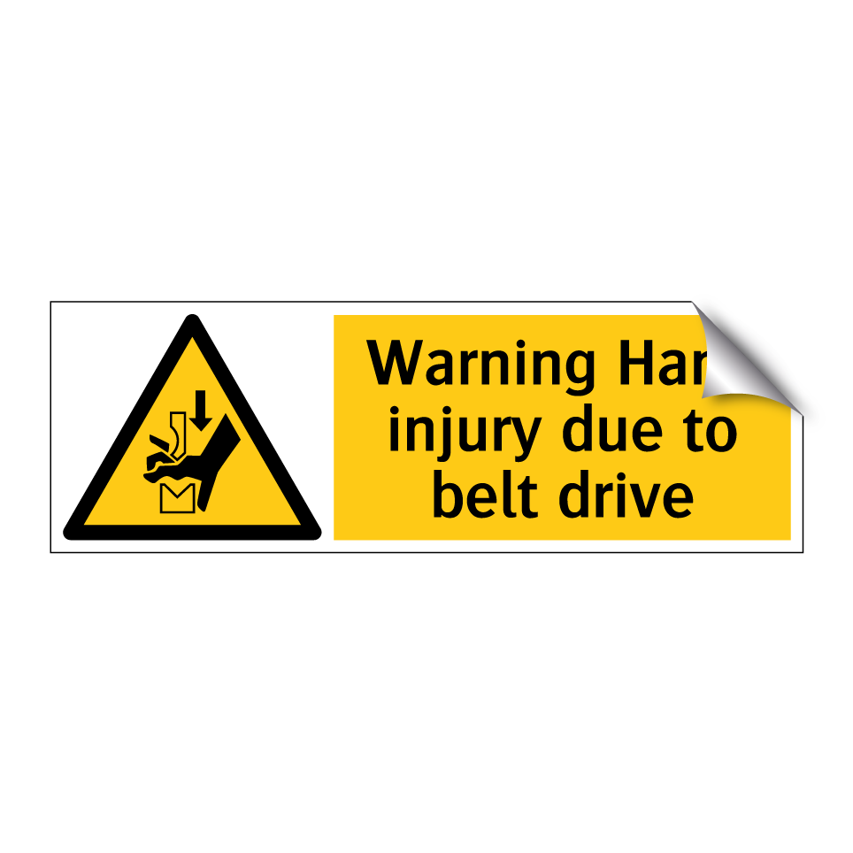 Warning Hand injury due to belt drive