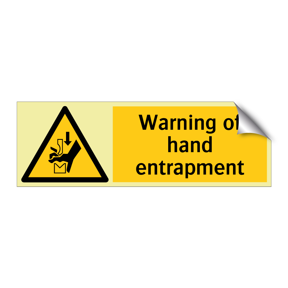 Warning of hand entrapment