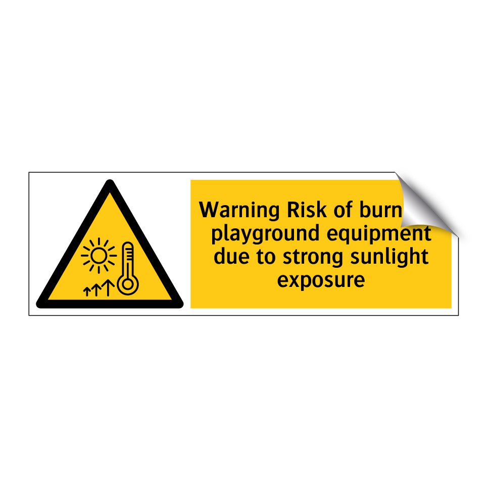 Warning Risk of burns on playground equipment due to strong sunlight exposure