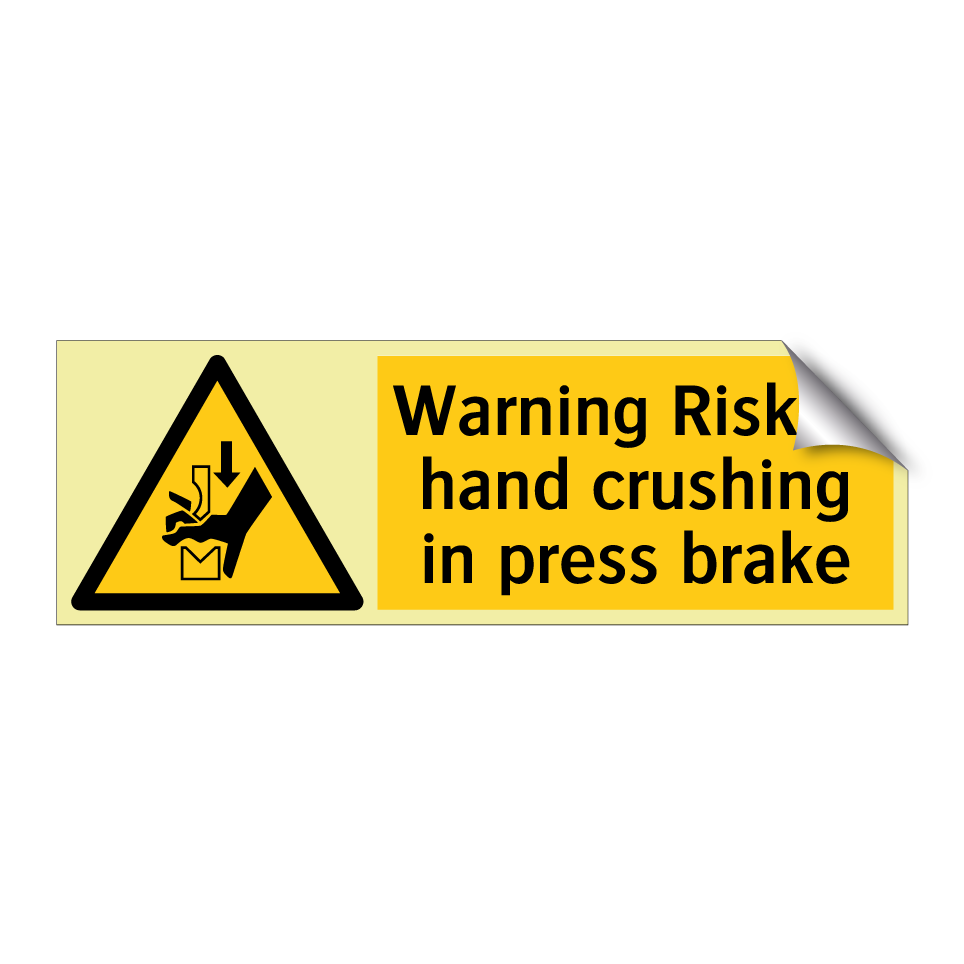 Warning Risk of hand crushing in press brake