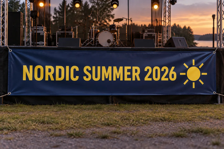 PVC event banner across a festival stage